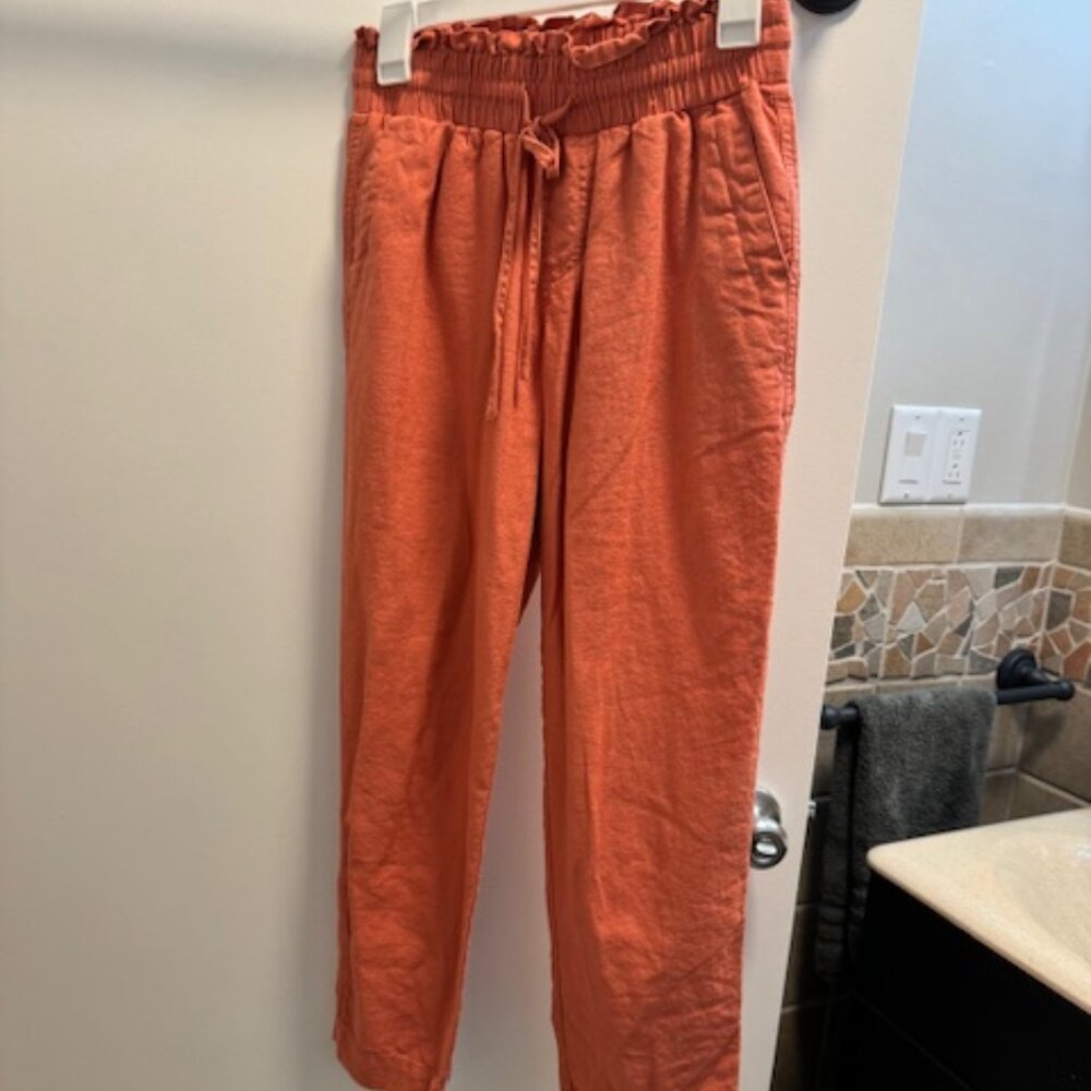 Orange/Coral Linen Pants